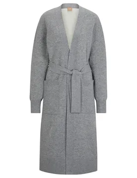 Womens V-Neck Long Sleeve Dressing Gown In Silver - Size 16 Uk - BOSS - FashionsVida