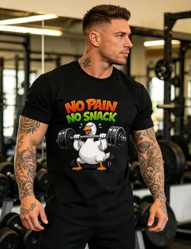 Unisex Cotton Tee No Pain No Snack Funny Weightlifting Duck Print T Shirt Gym Fitness Slogan Casual Daily Streetwear Summer Tops - Aliexpress - FashionsVida