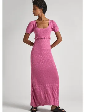 Robe Longue à Manches Courtes Pl953525 English Rose Pink S - Pepe jeans - FashionsVida