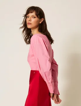 Chemise en popeline avec finition croisée - Actitude by Twinset - FashionsVida