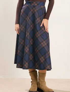 Women's Petite Check Midi A-Line Skirt Size: 6 - Multicolor - Size: 6 - PixieGirl - FashionsVida