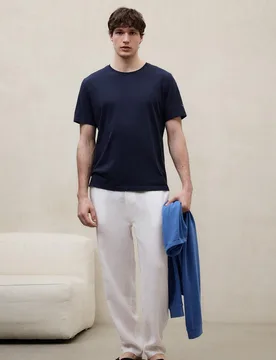 Camiseta de manga corta de hombre de algodón con logo en manga - Ecoalf - FashionsVida