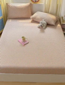 Juego de 3 piezas de ropa de cama, con patrón de tablero de ajedrez, suave y cómodo, incluye 1 sábana ajustable y 2 fundas de almohada, sin relleno - Shein - FashionsVida