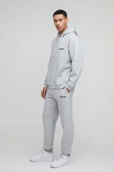 Mens Oversized Ofcl Man Hooded Tracksuit - Grey Cotton - Size Medium