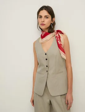 Chaleco de mujer con cierre de botones y escote de pico - Yerse - FashionsVida