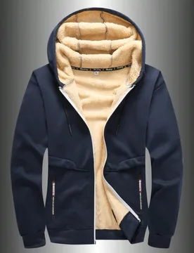 Pieza Chaqueta con capucha de forro polar de sherpa para hombres, sudadera casual gruesa y cálida para deportes al aire libre, invierno S - Shein - FashionsVida