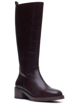 Antonia Long Leather Womens Chocolate Heeled Knee High Boots - Brown - Size Uk 5 - Hush puppies - FashionsVida