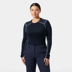 Women's Lifa Merino Midweight Crew Base Layer Navy L - Navy Blue - Female