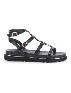 Sandali neri con pietre dorate e fondo alto 1740 38 - ME & ME - FashionsVida