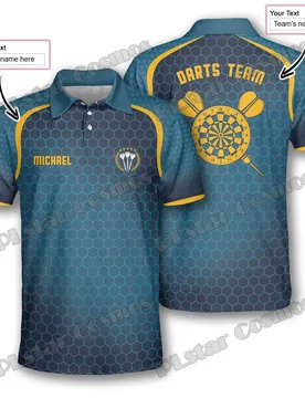 Darts Honeycomb Pattern Yellow Blue Custom 3D Printed Fashion Men's Polo Shirts Summer Casual Unisex Premium Polo Shirt PLP34 - Aliexpress - FashionsVida
