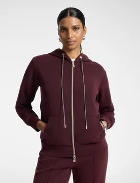 Sudadera de mujer con capucha mezcla modal ajuste regular con cierre frontal de cremallera - Elena Miró - FashionsVida