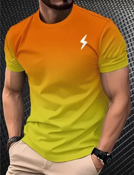 Men's Shirts And Tank Tops Short Sleeves Round Neck Tops Contrast T Shirt Casual Printed Simple Style Temperament All-match Slim - Aliexpress - FashionsVida