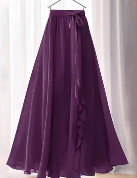 Falda larga de línea A con cintura con lazo, elegante, de unicolor y con encaje/volantes floral, para verano XS - Shein - FashionsVida