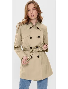 Gabardina de mujer con doble abotonadura y cinturón - Only - FashionsVida
