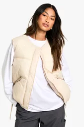 Womens Bow Detail Gilet - Beige Polyamide - Size 8 Uk