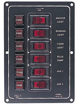 Aluminum 6 Switches Vertical Panel One Size unisex - Sea-dog Line - FashionsVida