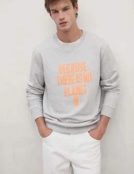 Sudadera de hombre bardera de corte regular con acabados acanalados - Ecoalf - FashionsVida