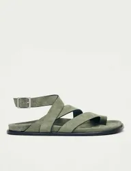 Tide Suede Strappy Flat Slingback Sandals Green female