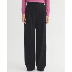 Pantalones anchos de mujer con pinzas de cuadros