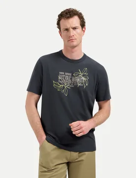 T-Shirt mit Rundhals Ausschnitt Schwarz M - No Excess - FashionsVida