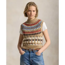 Chaleco de mujer de lana y cachemira estampado