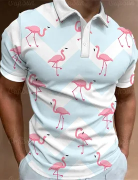 Flamingos Polo T-Shirts Cartoon Print Trending Shirt Summer Short-Sleeve Hawaiian Style Luxury Golf Wear men Overisized Clothing - Aliexpress - FashionsVida