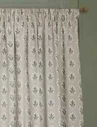 Sessile Leaf Pencil Pleat Curtains Natural Mix