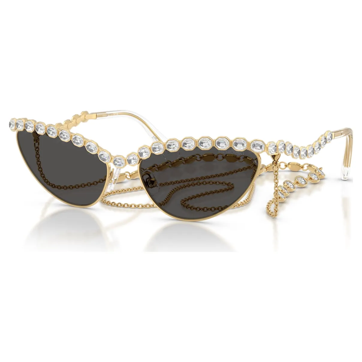 Occhiali da sole, Forma Cat-eye, Catena, Grigi OS - Swarovski - FashionsVida