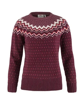 FJÄLLRÄVEN Damen Funktionspullover Oevik Knit Wolle dunkelrot L W - Fjällräven - FashionsVida