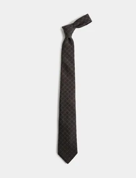 Multi Geometric Silk Wool Tie Neutral male - M&S - FashionsVida