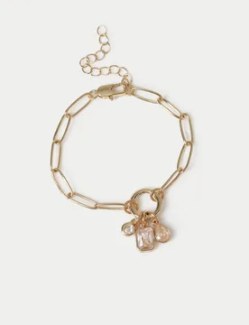 Cubic Zirconia Cluster Charm Wristwear Gold female - Autograph - FashionsVida
