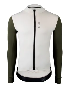 Maglia ciclismo maniche lunghe ENDLESS beige green - FORCE - FashionsVida
