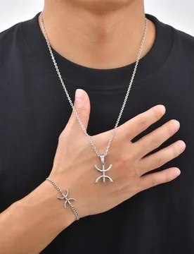 Vnox Amazigh Berber Symbol Bracelet Necklace Set Stainless Steel Silver Color African Tuareg Tifinagh Jewelry for Men Women Gift - Aliexpress - FashionsVida