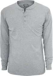 Langarmshirt für Männer grau meliert "Basic Henley" von - Männer - male