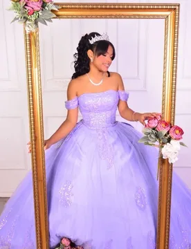 Shiny Purple Quinceanera Dress off-shoulder Lace glitter decal Long tail Bow vestidos de 15 Quinceanera ﻿Customize - Aliexpress - FashionsVida