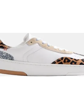 Zapatillas deportivas de mujer de piel barefoot con estampado animal y brillo - Gioseppo - FashionsVida