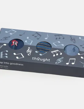 Music Rock & Stroll Bamboo Socks Gift Box - UK 7-11 - 3 Pairs - Thought - FashionsVida