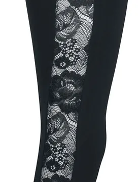 Leggings - Ladies Lace Striped Leggings - XS bis 5XL - für Damen - Größe XS - schwarz - Frauen - female - Urban classics - FashionsVida