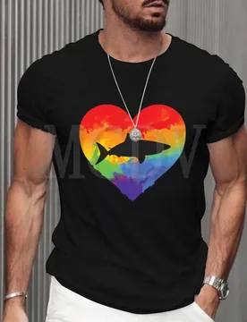 Summer Men's Rainbow Shark T-Shirt The Colorful The Best He Him Hole LGBT 3D Printed T Shirt - Aliexpress - FashionsVida