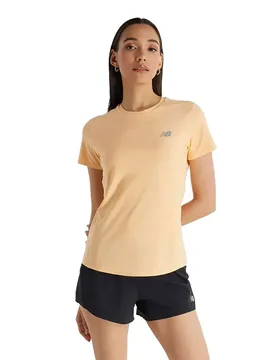 Jacquard Slim Short Sleeve T-shirt Peach Blossom XS Women - New Balance - FashionsVida