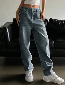 Jeans De Pierna Recta Con Bolsillo Inclinado S - Shein - FashionsVida