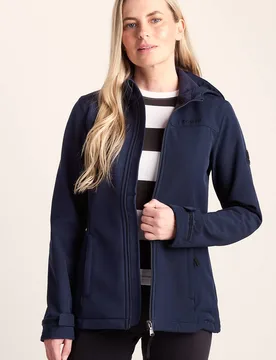 Women's 'Keld' Shower Resistant Hooded Softshell Jacket in Navy Size: 24 - Navy - Size: 24 - TOG24 - FashionsVida