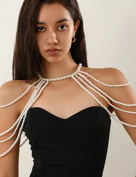 Fashionable multi-layer tassel retro style imitation pearl shoulder chain banquet charm women's body chain jewelry - Aliexpress - FashionsVida