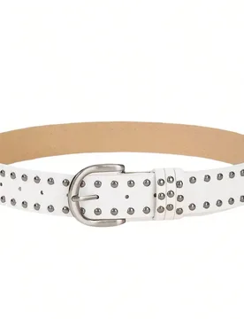 Pieza Cinturón de cuero PU minimalista versátil con remaches de moda casual americana para mujer - Shein - FashionsVida