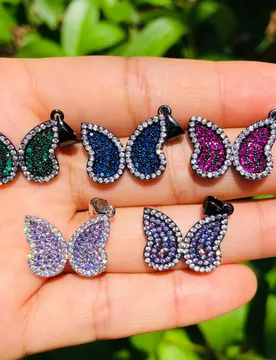 Pcs Butterfly Charm for Women Bracelet Making Blue Green Purple Fuchsia Rhinestone Paved Pendant Girl Necklace Making Accessory - Aliexpress - FashionsVida