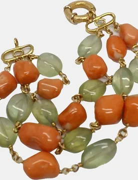 Pulsera de oro, coral y jade - Romo Designs - FashionsVida