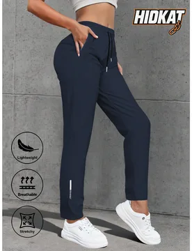 Pantalones deportivos casuales elásticos para mujer, ropa exterior ligera y transpirable, cintura con cordón adelgazante, adecuados para correr, yog - Shein - FashionsVida