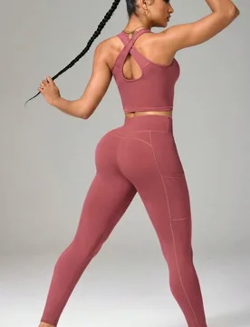 Conjunto deportivo de top de tirantes y mallas ajustadas casuales minimalista y versátil para mujer L - Shein - FashionsVida