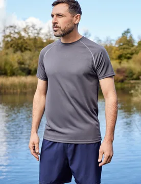 Endurance' Mens T-Shirt Breathable Quick Dry Upf50 Sun Protection Tee Dark Grey - Size Large - Mountain Warehouse - FashionsVida