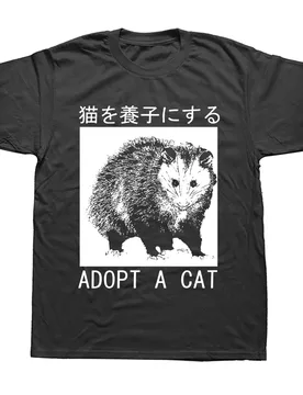Adopt A Cat Opossum Japanese T Shirts Graphic Cotton Streetwear Short Sleeve Birthday Gifts Summer Style T-shirt Mens 42346 - Aliexpress - FashionsVida